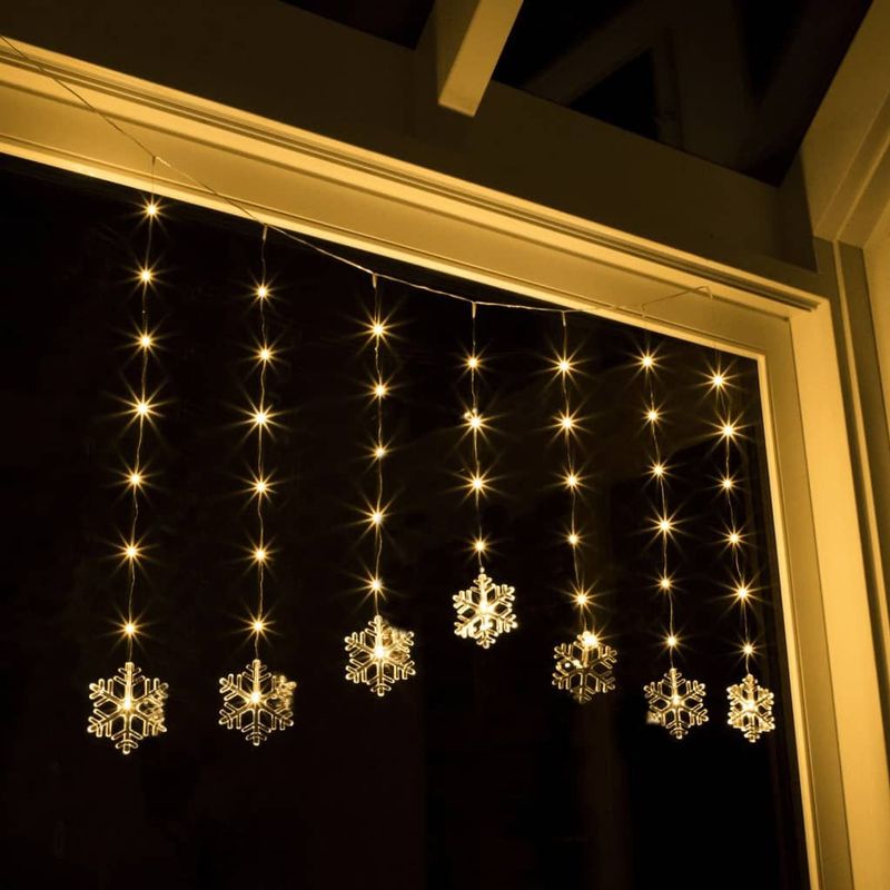 Kerstverlichting Lichtgordijn - Voor Het Raam -140 cm -sneeuwvlok - Raamverlichting