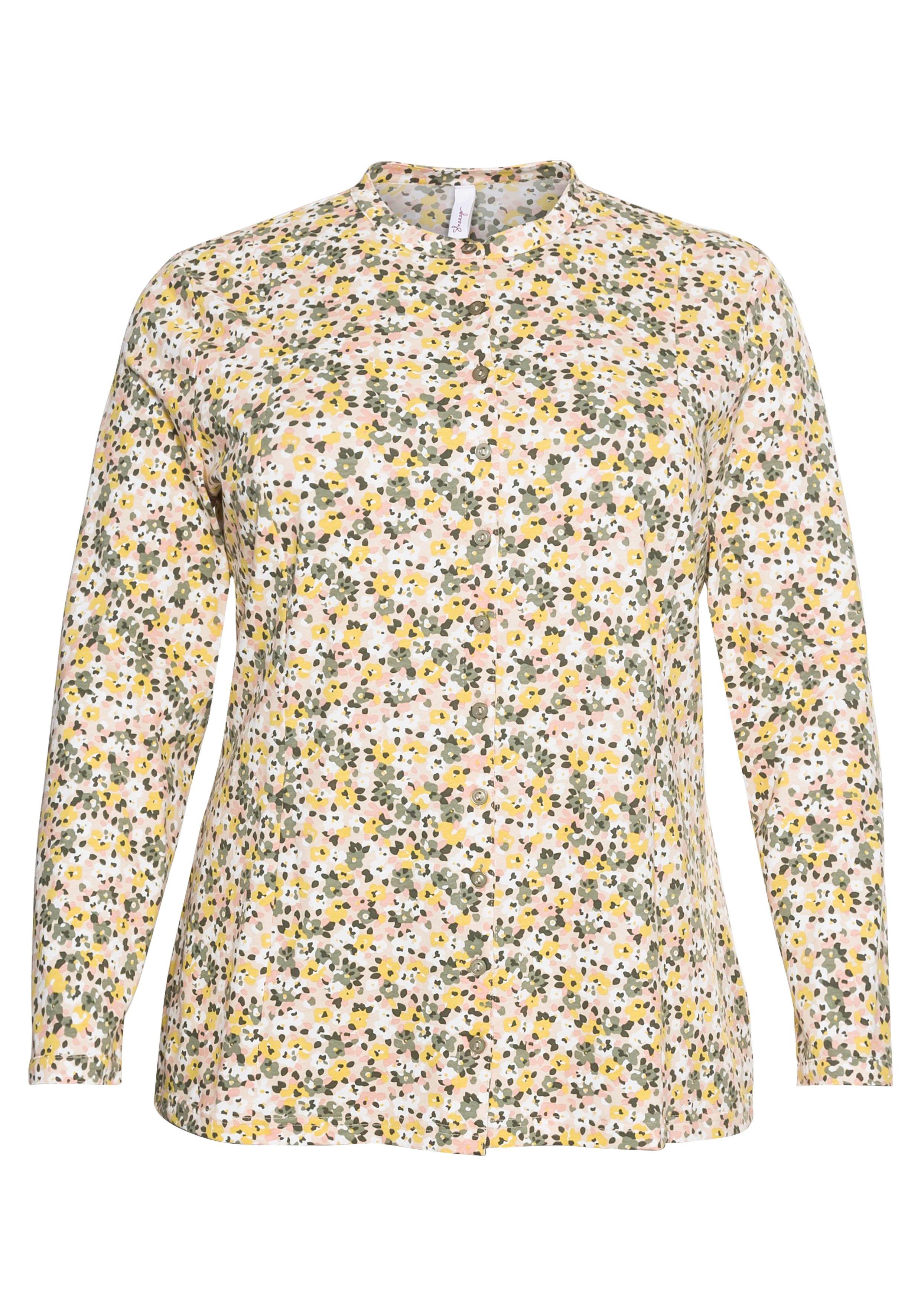 Blusenshirt mit Knopfleiste und Stehkragen