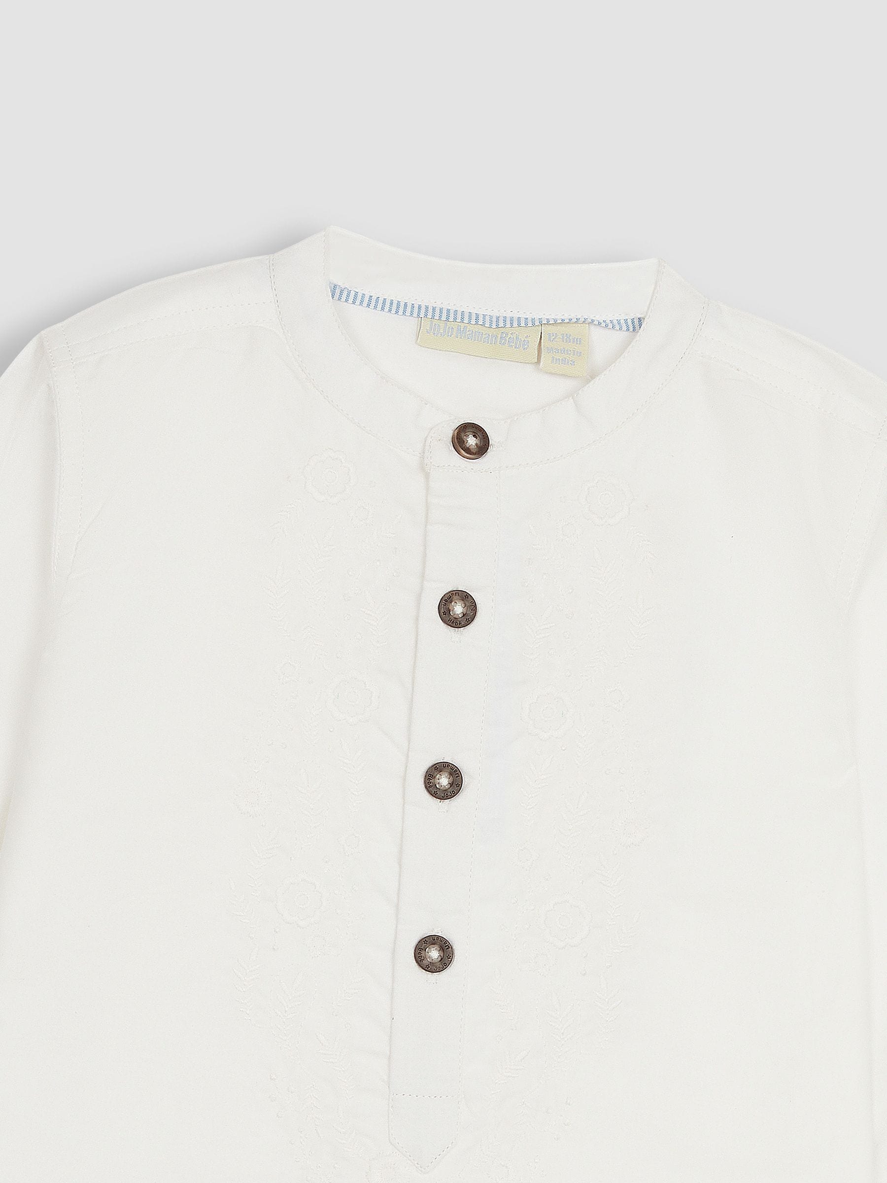 JoJo Maman Bébé 2-delige Eid-set van geborduurd overhemd zonder kraag plus broek