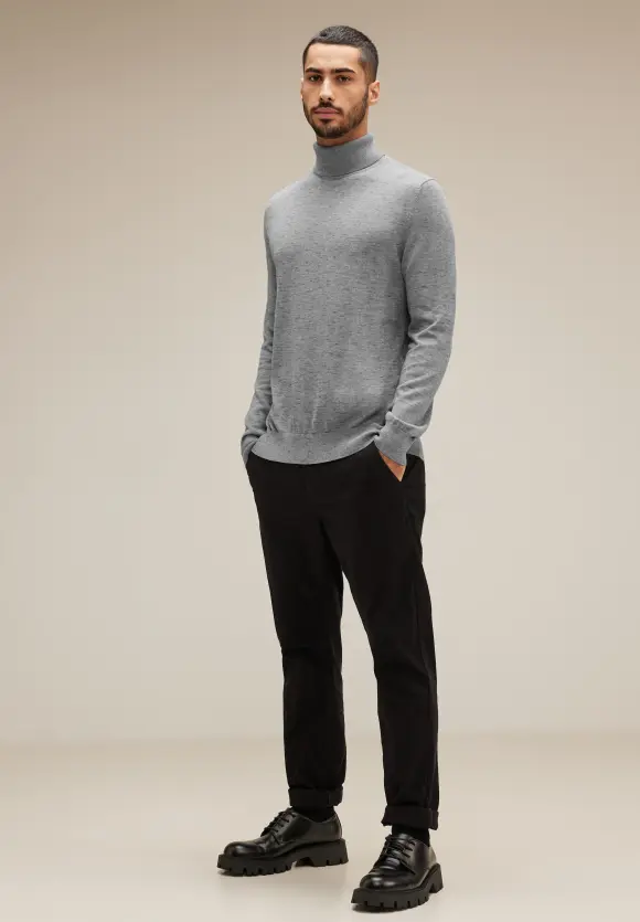 Basic Rollkragen Pullover - stone grey melange