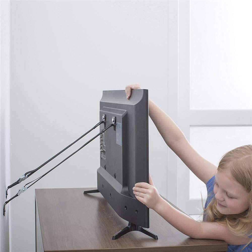 (2er Set) 22-97cm Kippsicherung Kinder Nylon Sicherheitsgurt für TV / Möbel / Schränke Verstellbar   Montagekit