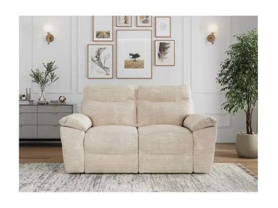Canapé de relaxation manuel Ross 2 places en velours côtelé - Beige - L160 x P100 x H102cm - Loungitude
