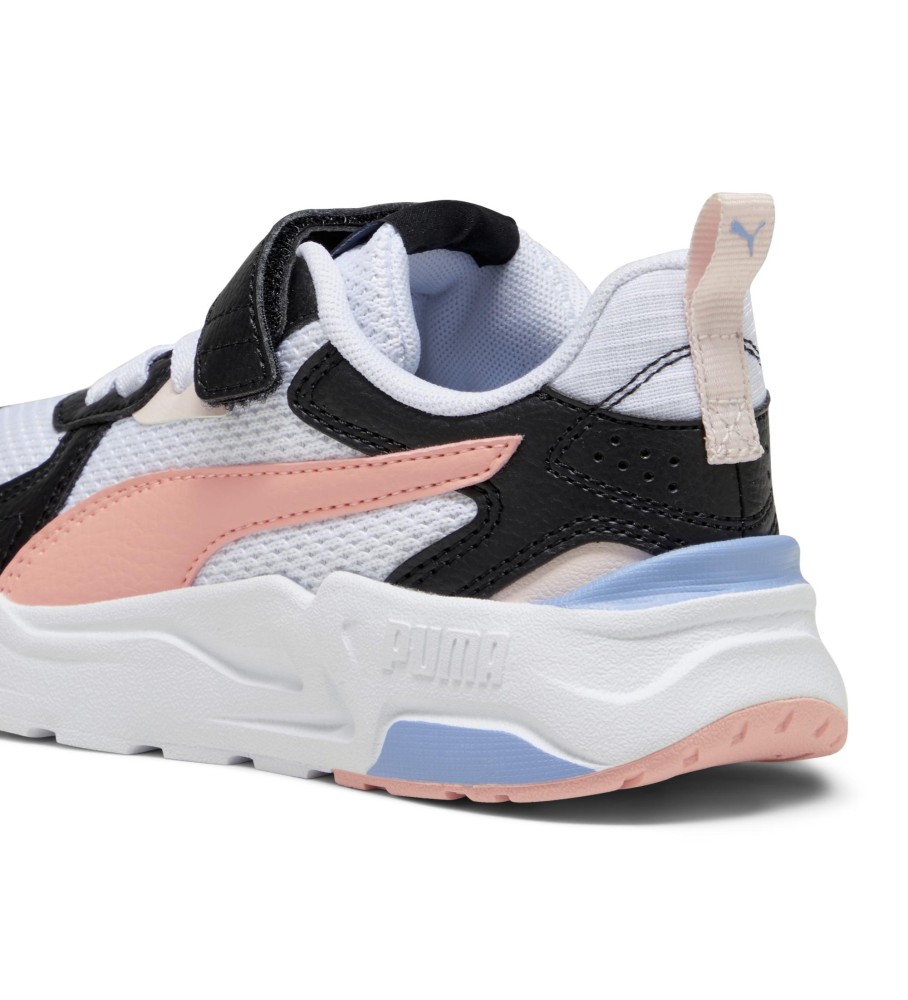 Tênis Puma Trinity Lite de couro, branco e rosa.
