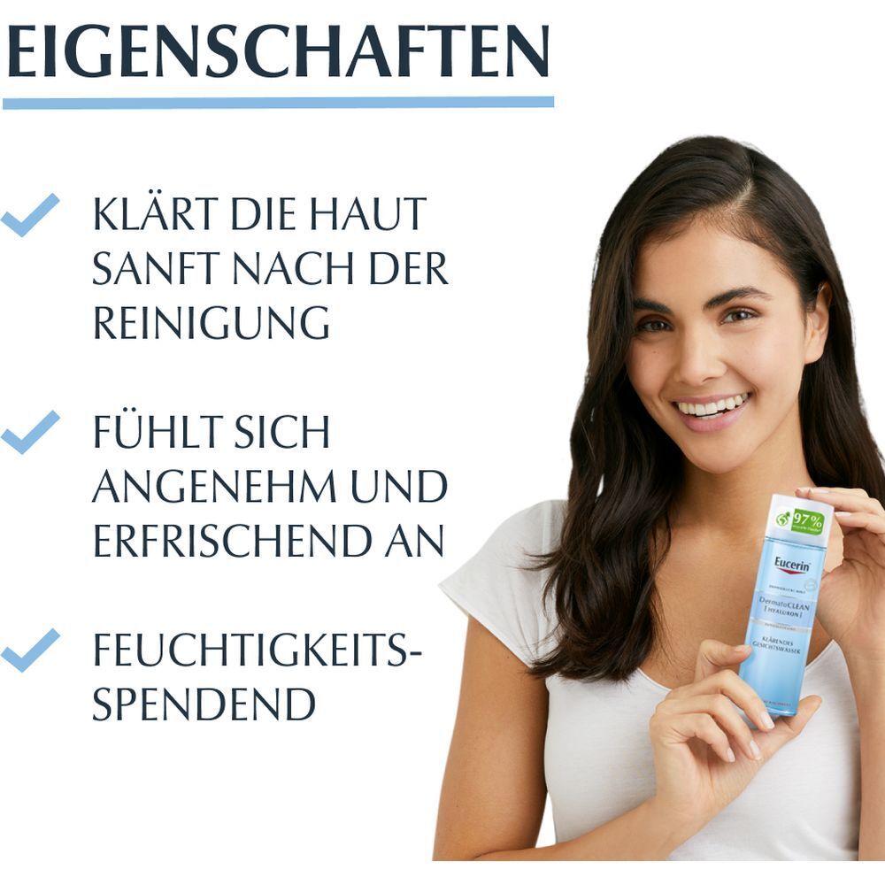 Eucerin® DermatoClean [HYALURON] Klärendes Gesichtswasser – Entfernt alle Spuren der Reinigung