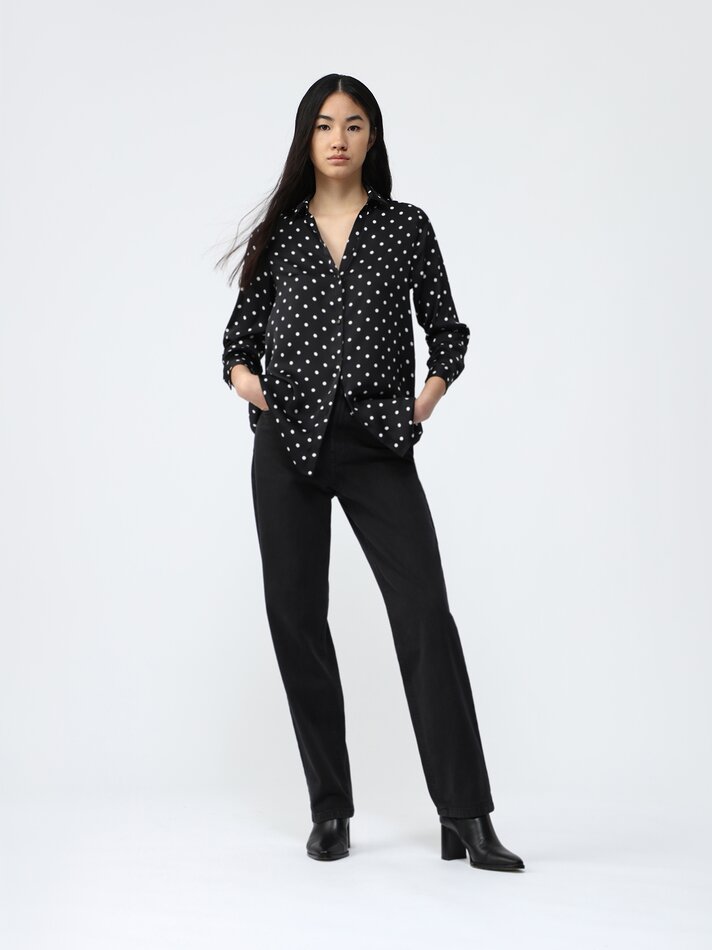 Camisa de cetim - Preto/Branco