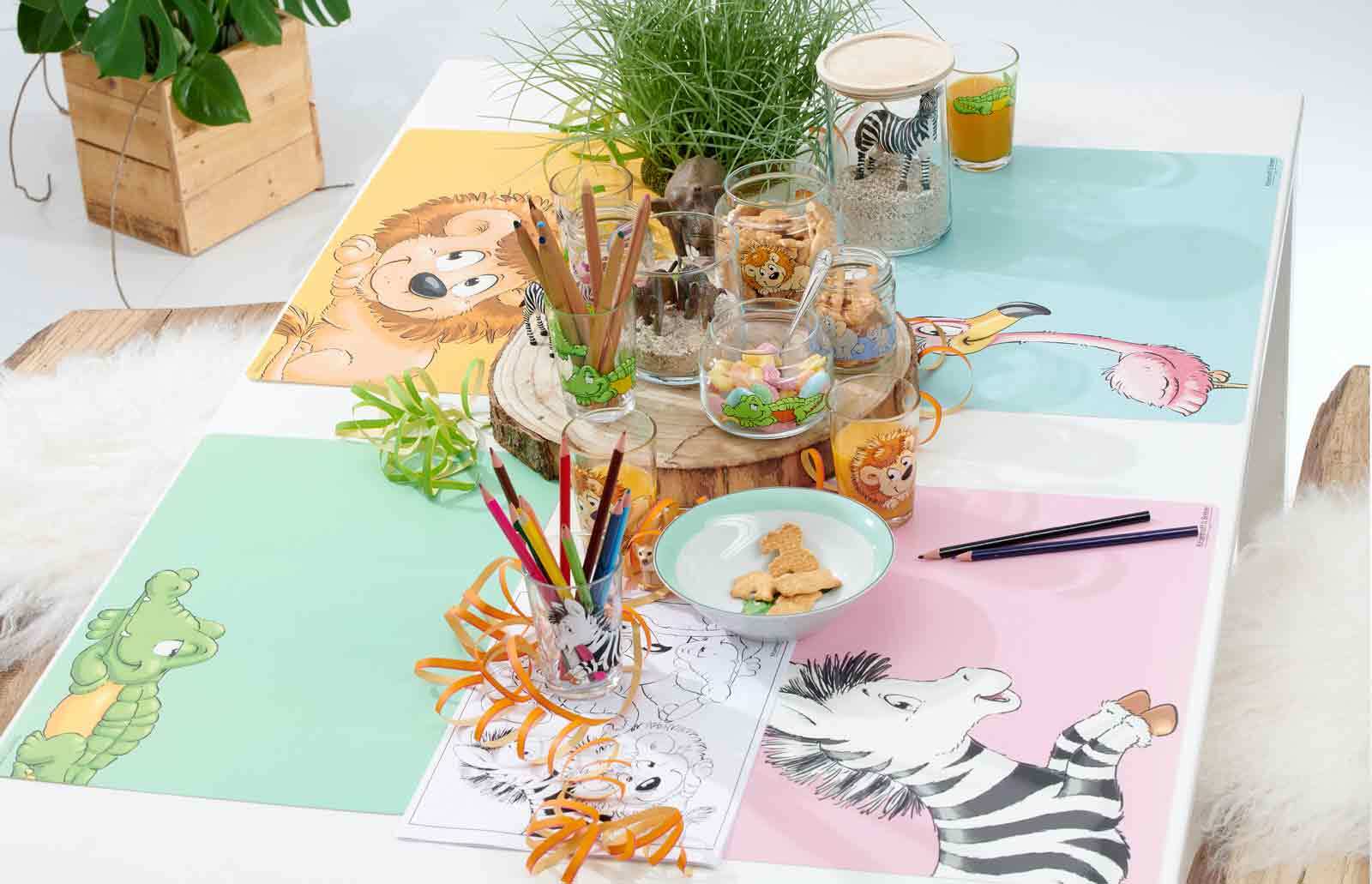 Ritzenhoff & Breker Geschirr-Set mit Kinderbecher Happy Zoo Krokodil 7er Set