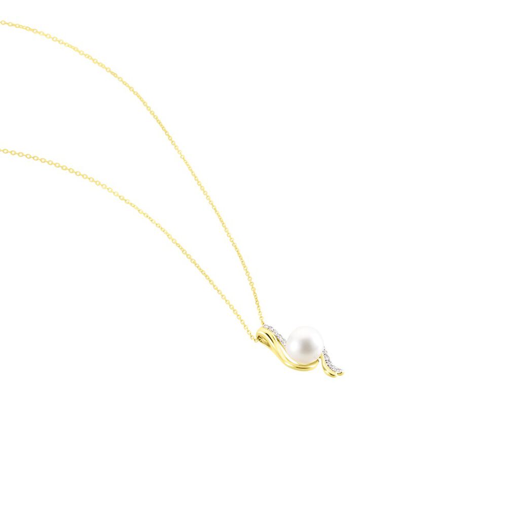 Collier Grazilla Or Bicolore Perle De Culture Et Diamant