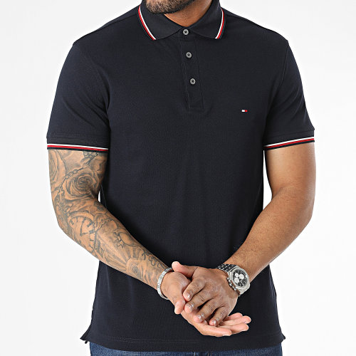 Polo Manches Courtes 1985 RWB Tipped Slim 0750 Bleu Marine