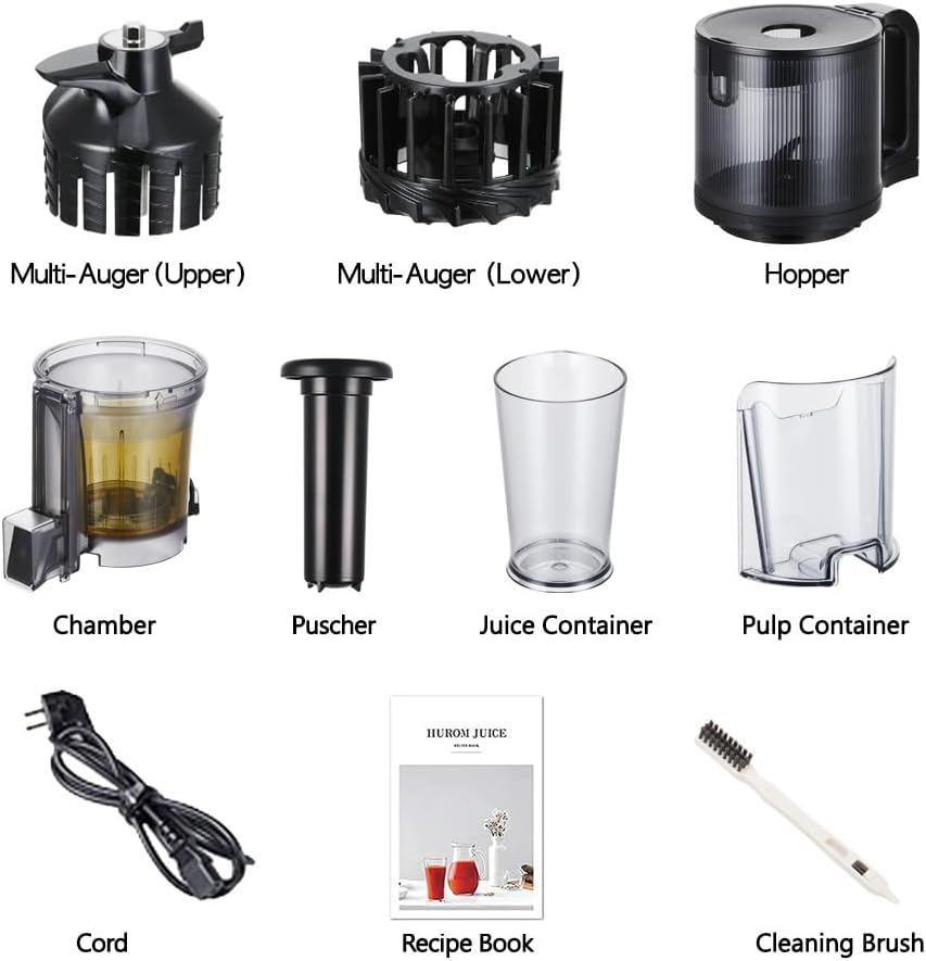 Hurom Slow Juicer | Entsafter Gemüse und Obst | H400 | Leicht zu Reinigen & Leiser Motor Elektrischer Entsafter mit großem Behälter und Siebfilter 2L | 150 Watt | BPA Frei | Weiß