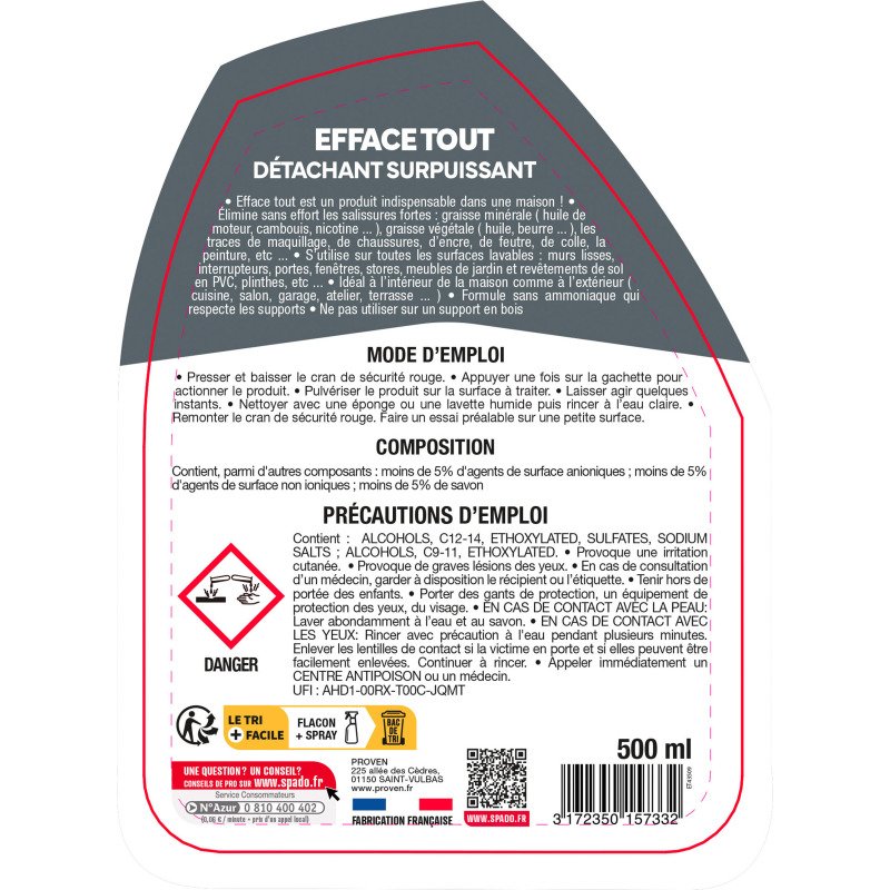 Détachant surpuissant Spado Efface tout - Spray 500 ml