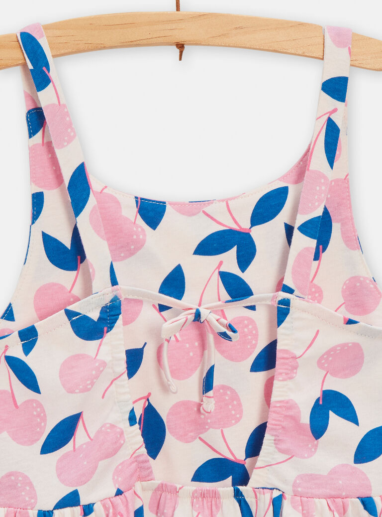 Robe ouverture dos imprimé cerise rose pour fille