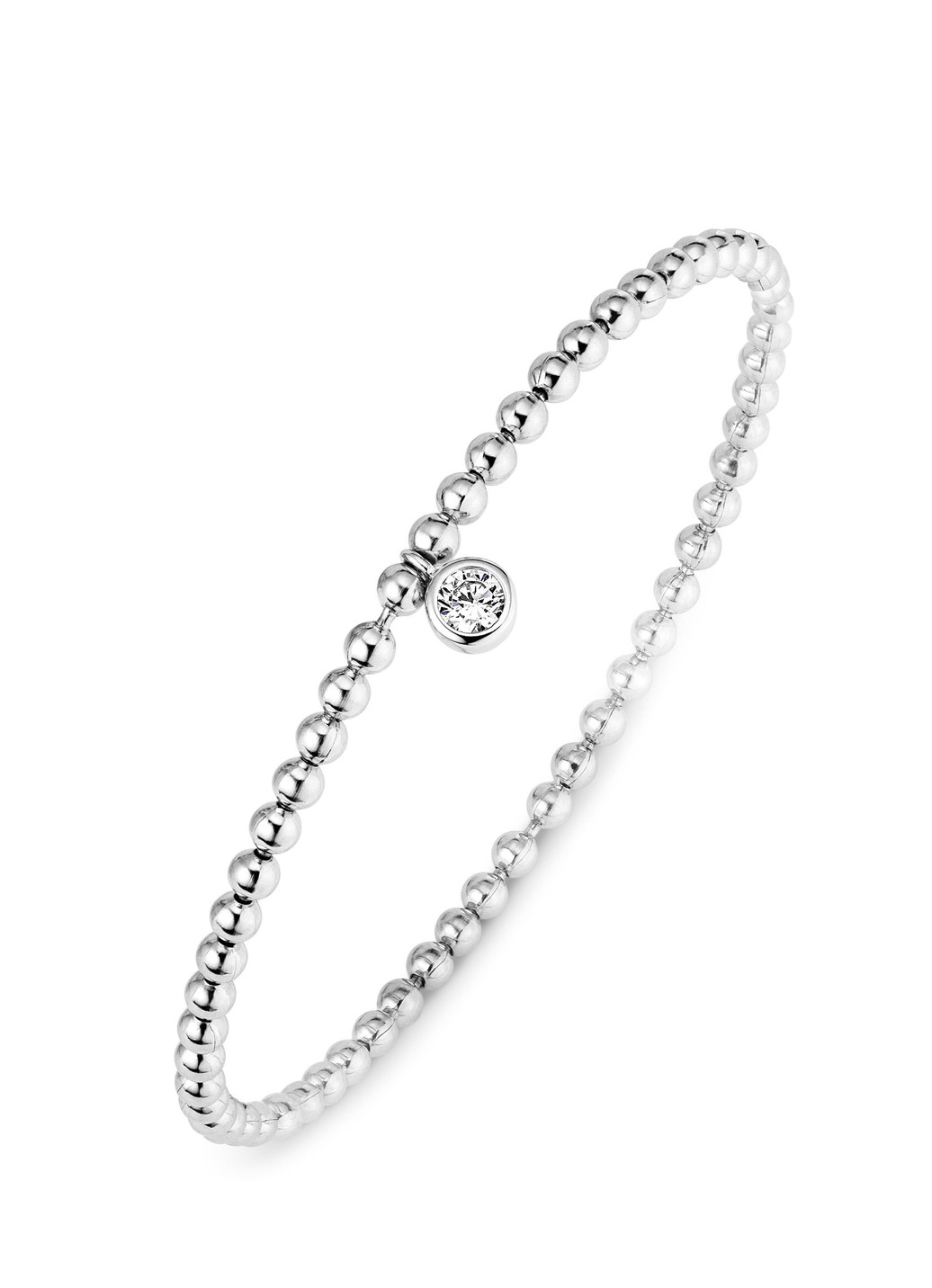 Kugelketten-Armband aus Silber 925/- fein mit 1 synth. Zirkonia