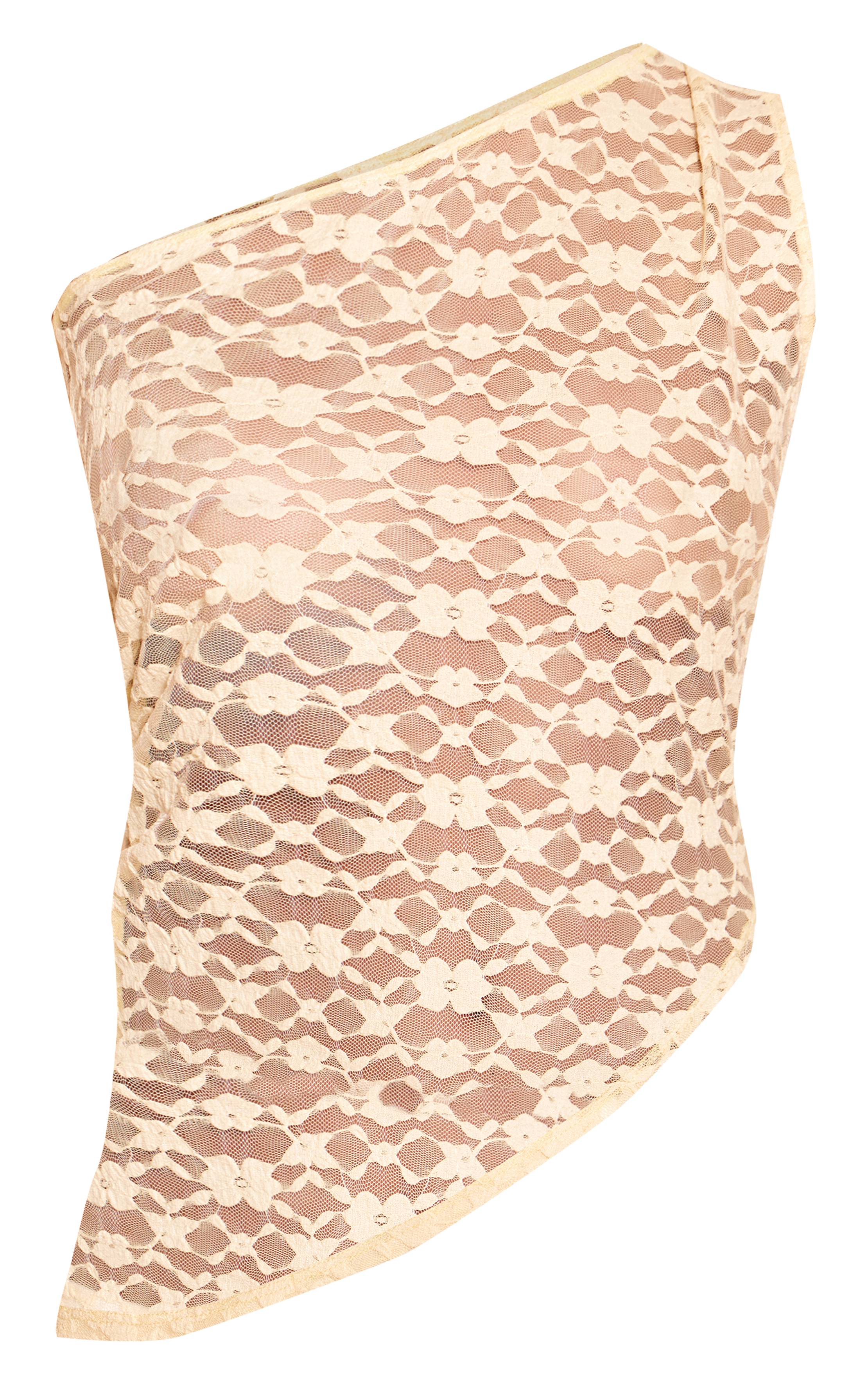 Citron Top Asymétrique Sans Manches En Dentelle Texturée