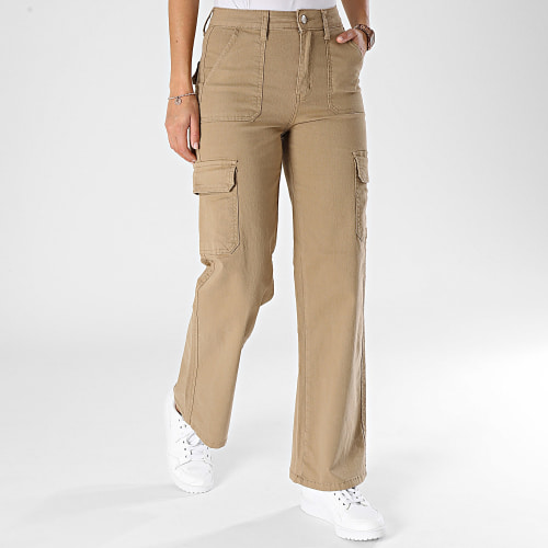 Pantalon Cargo Flare Femme Camel