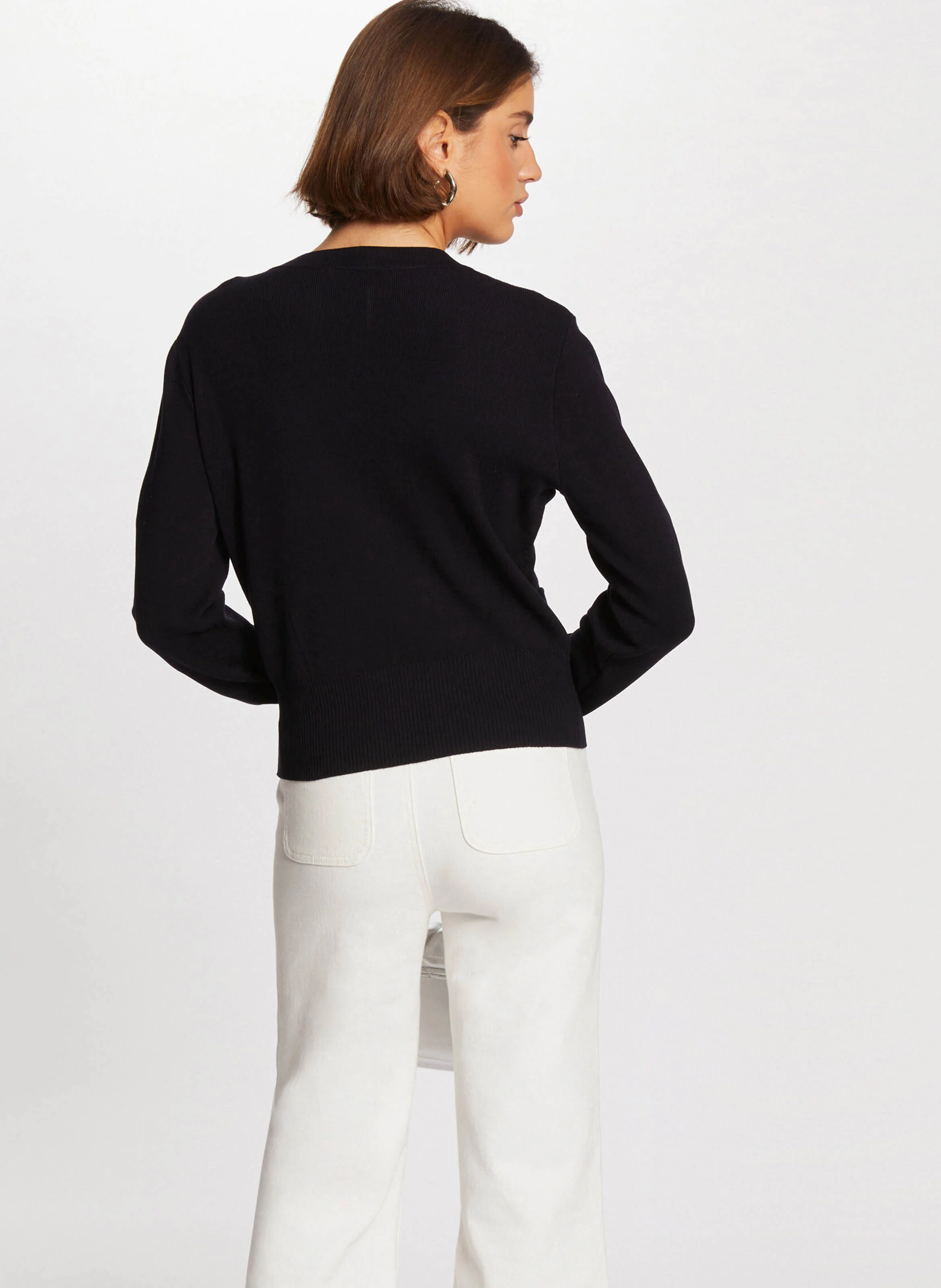 MGAYA - Gilet droit manches longues boutonné | Bleu