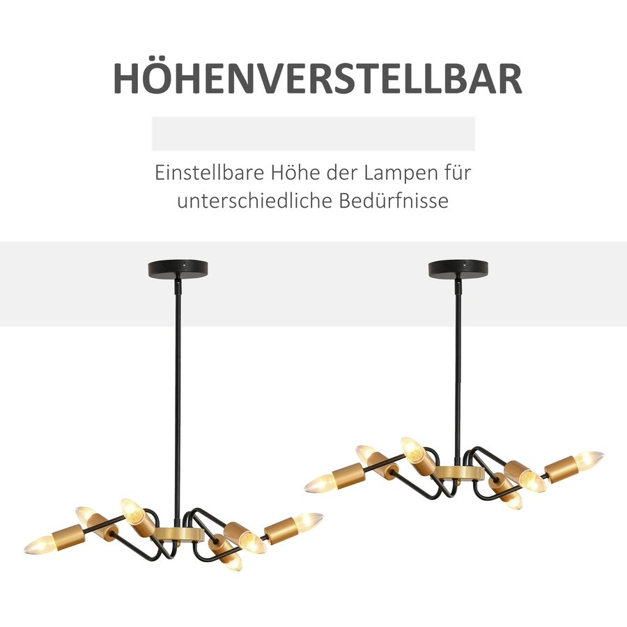 HOMCOM Hängeleuchte im Industrie-Design Schwarz, Gold