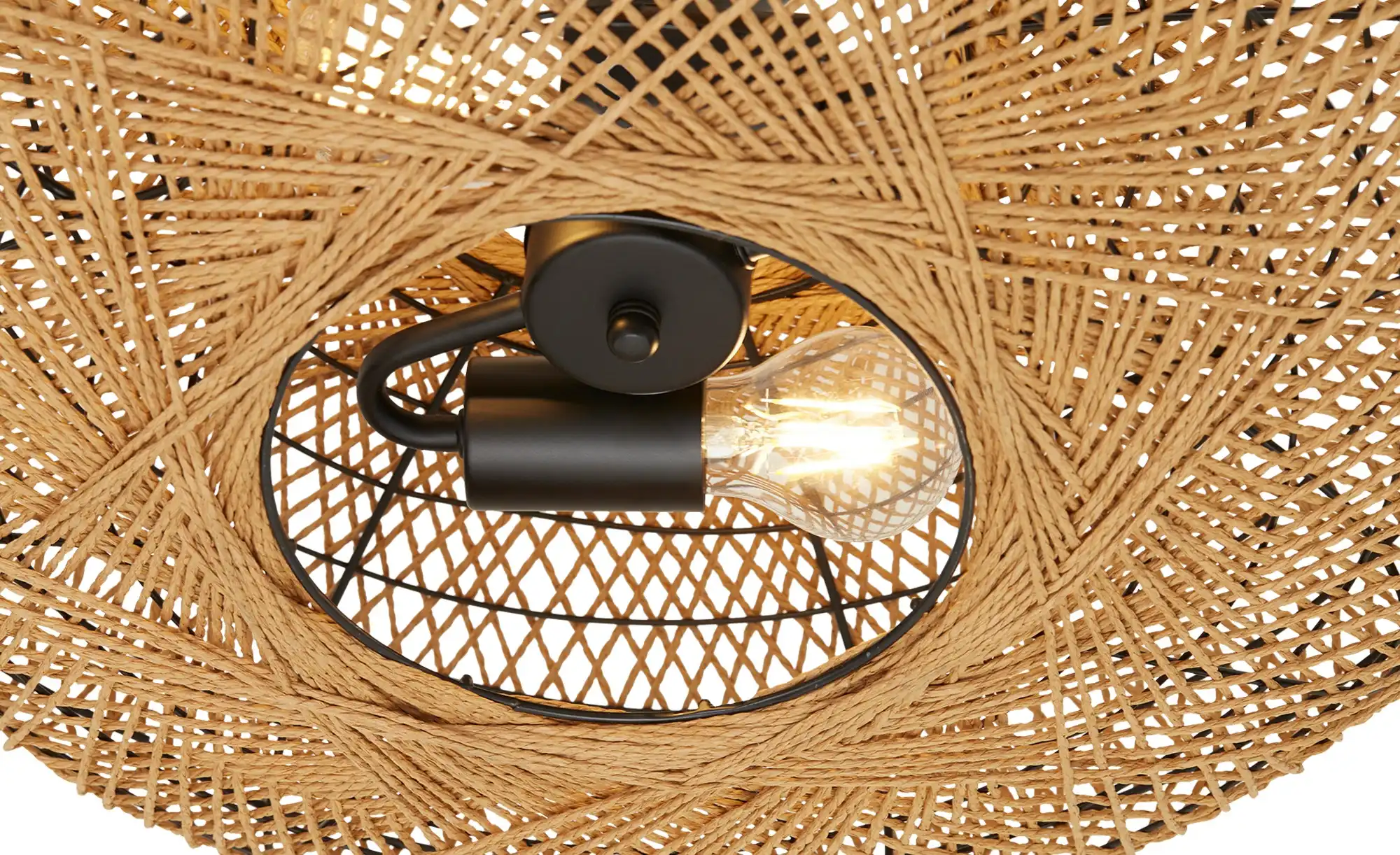 Trio Deckenleuchte, 2-flammig, Schirm aus Sisal
