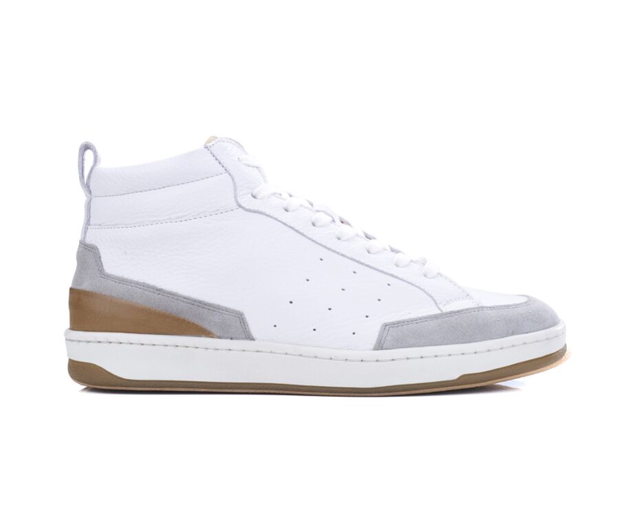 Sneakers homme cuir Blanc grainé - HALLORA