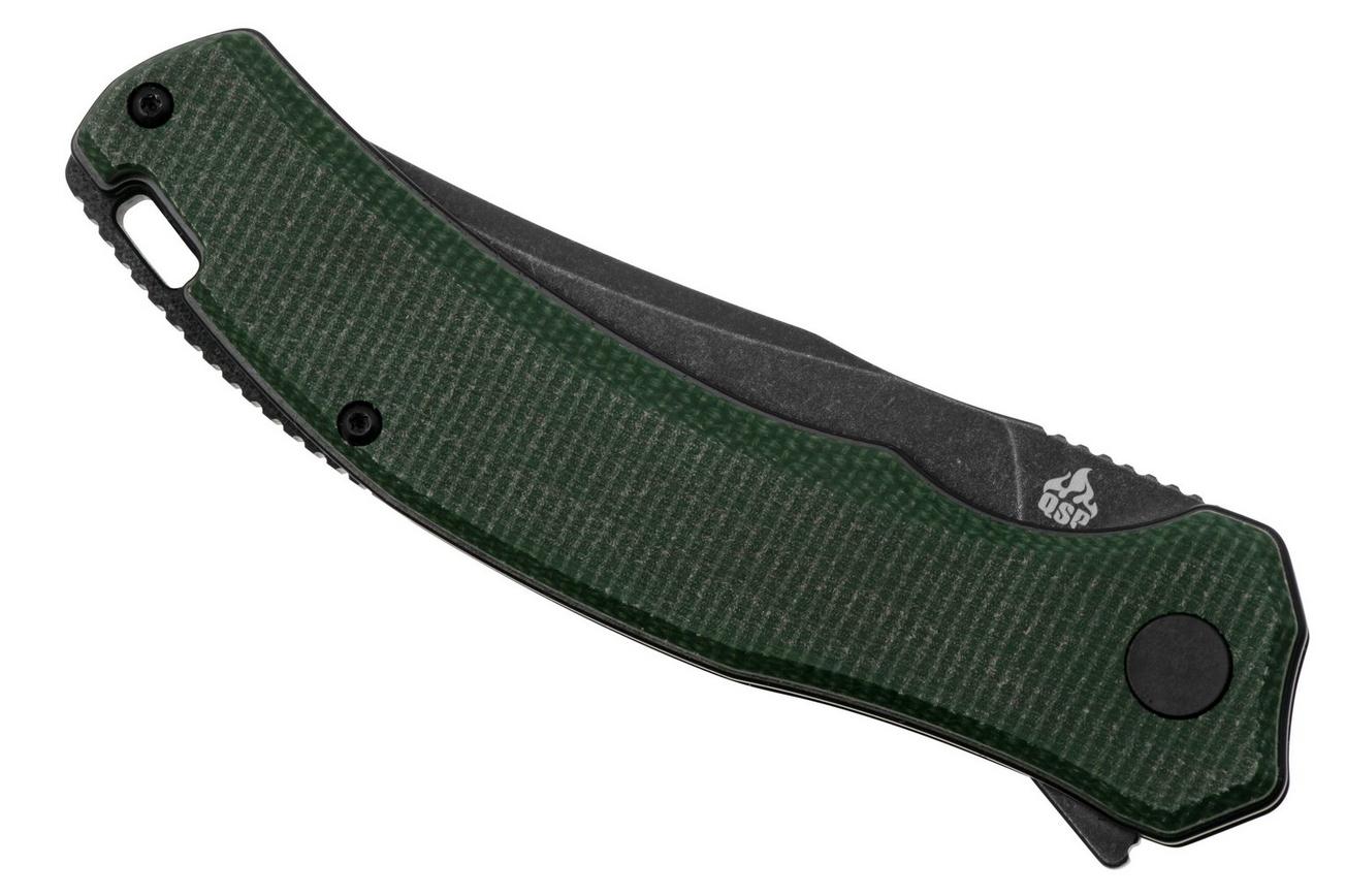 QSP Knife Walrus QS151-C2 Black, Green Micarta, zakmes
