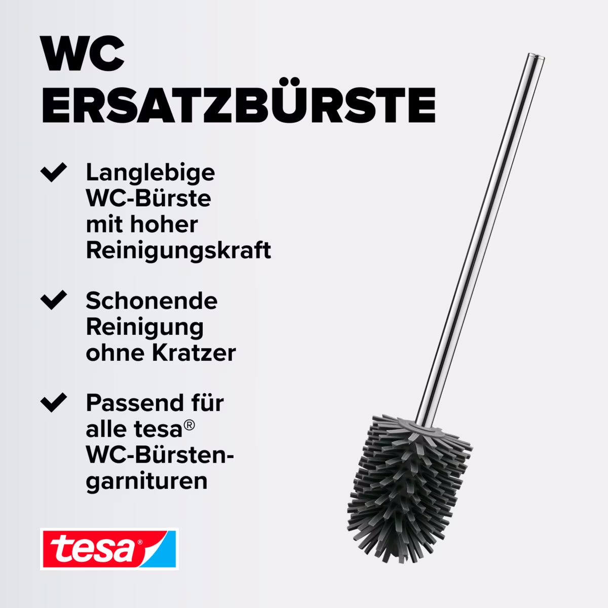 Silikon Toilettenbürste Ersatz WC Bürste Toiletten Abfluss Reiniger für tesa Bürstengarnituren (40371-00000-00) - Schwarz