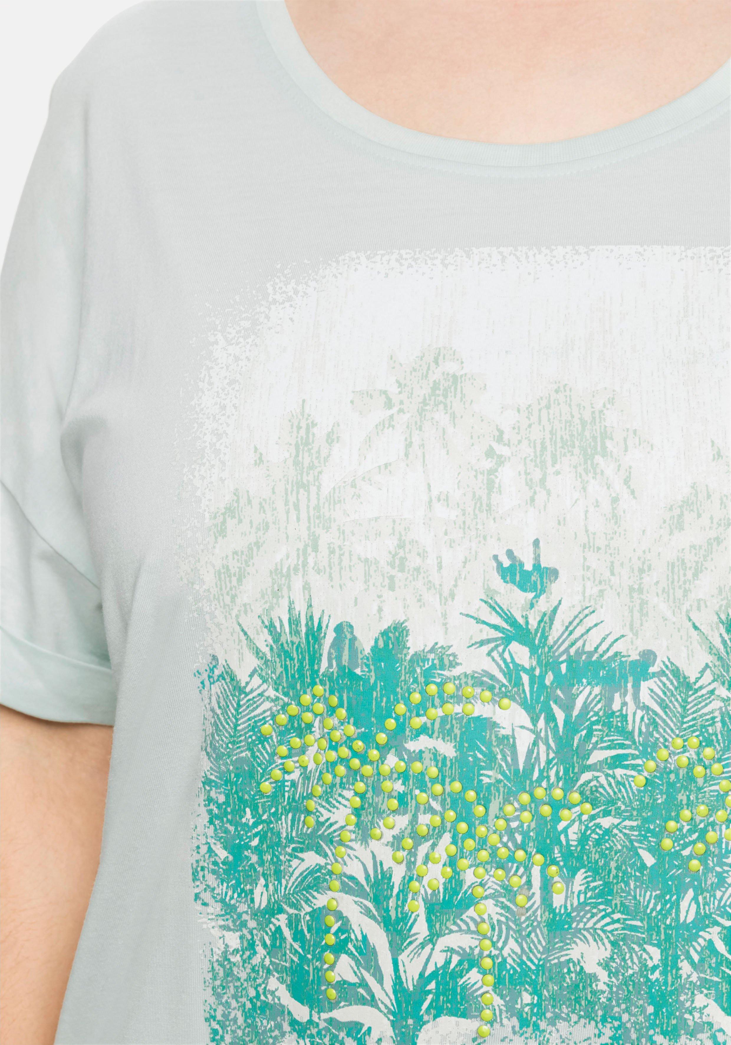 T-Shirt mit Frontdruck und Ärmelaufschlag