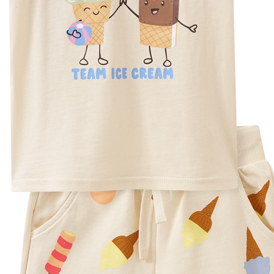 Topomini Baby T-Shirt und Joggingshorts im Set beige