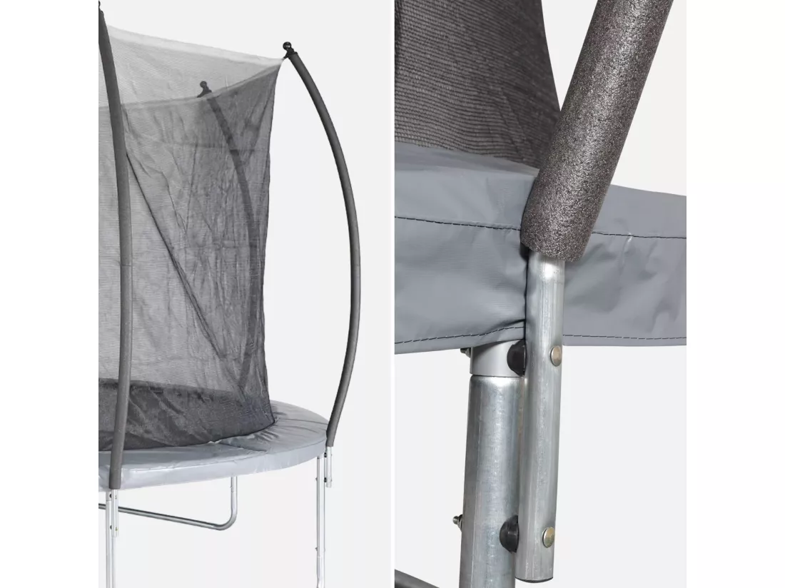 Trampoline rond Ø 490cm gris avec filet de protection intérieur - Jupiter Inner – Nouveau modèle - trampoline de jardin 4.90m 490 cm |Design | Qualité PRO | Normes EU