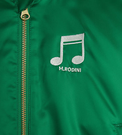 Mini Rodini Jacke - Note Chenille Satin Baseball - Grün