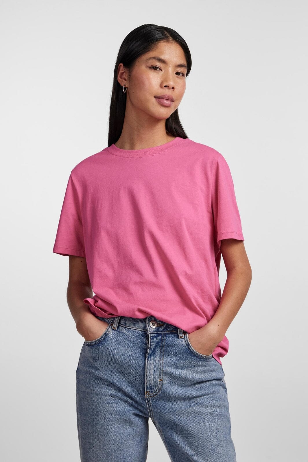 Pieces Pcria Ss Solid Tee 4280171 shocking pink