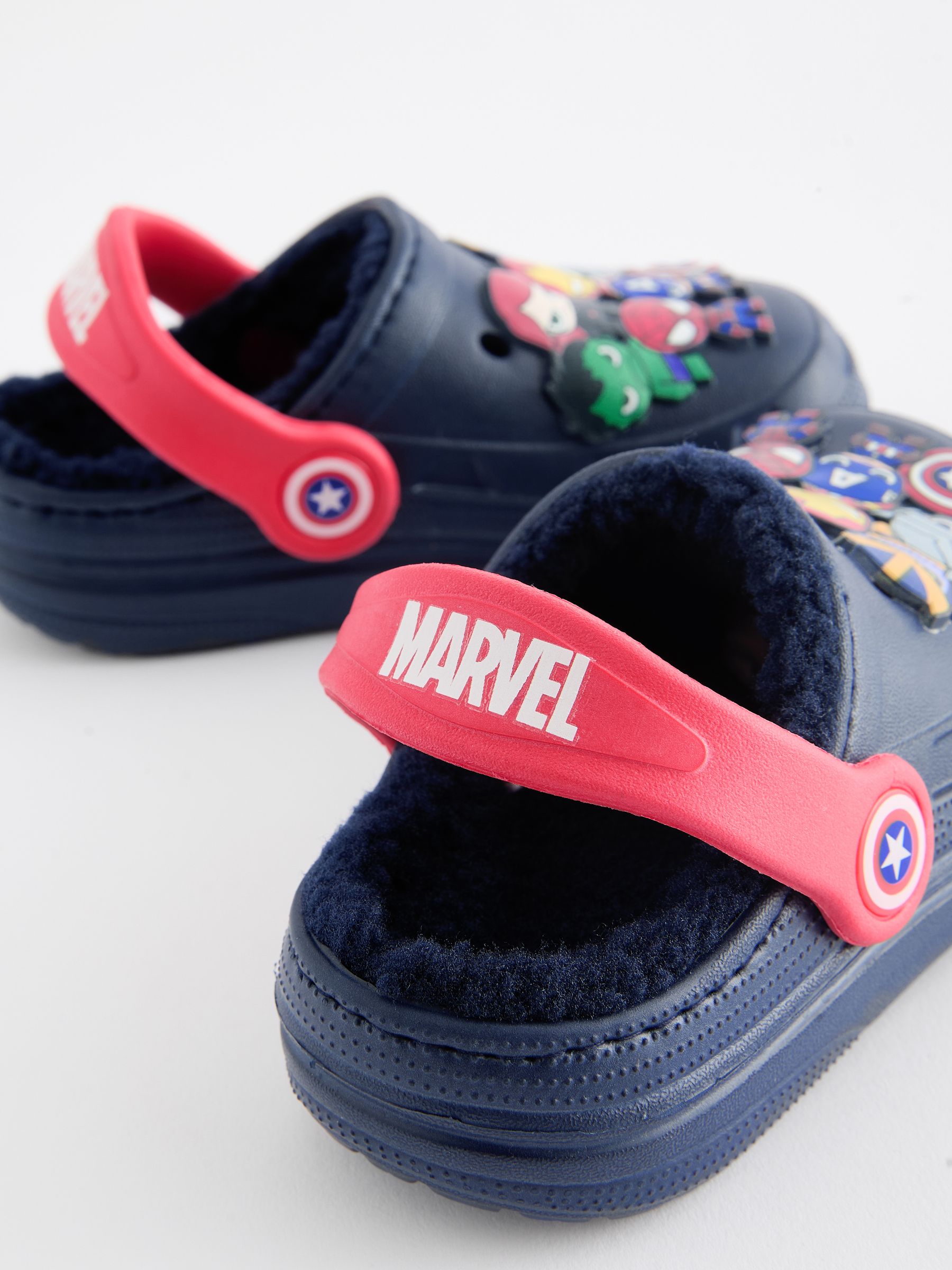 Donkerblauw - Marvel pantoffelklompen met voering van imitatiebont
