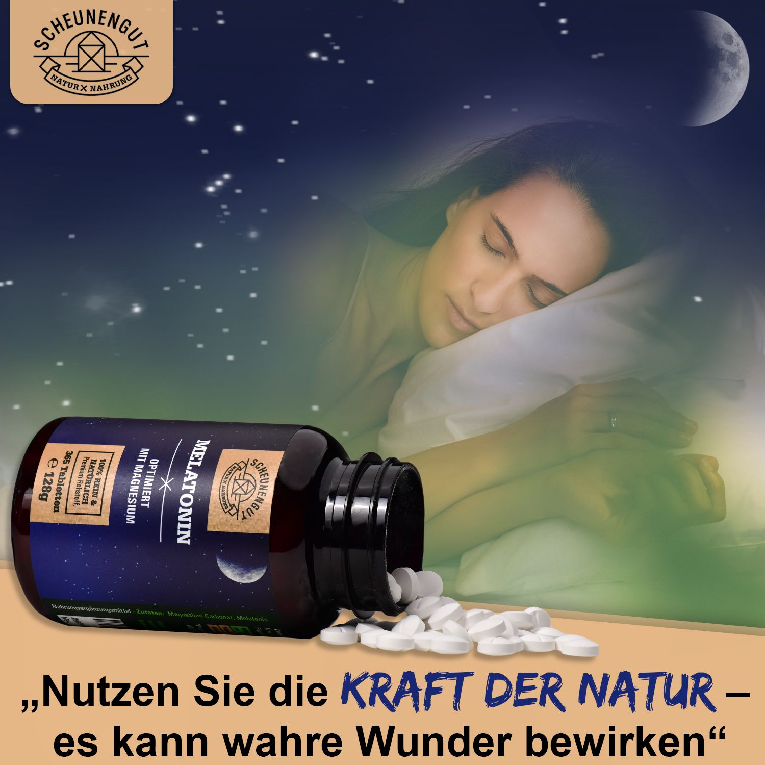 Scheunengut® Melatonin | Schlafkomplex mit 1mg Melatonin pro Tablette | 100% natürlich