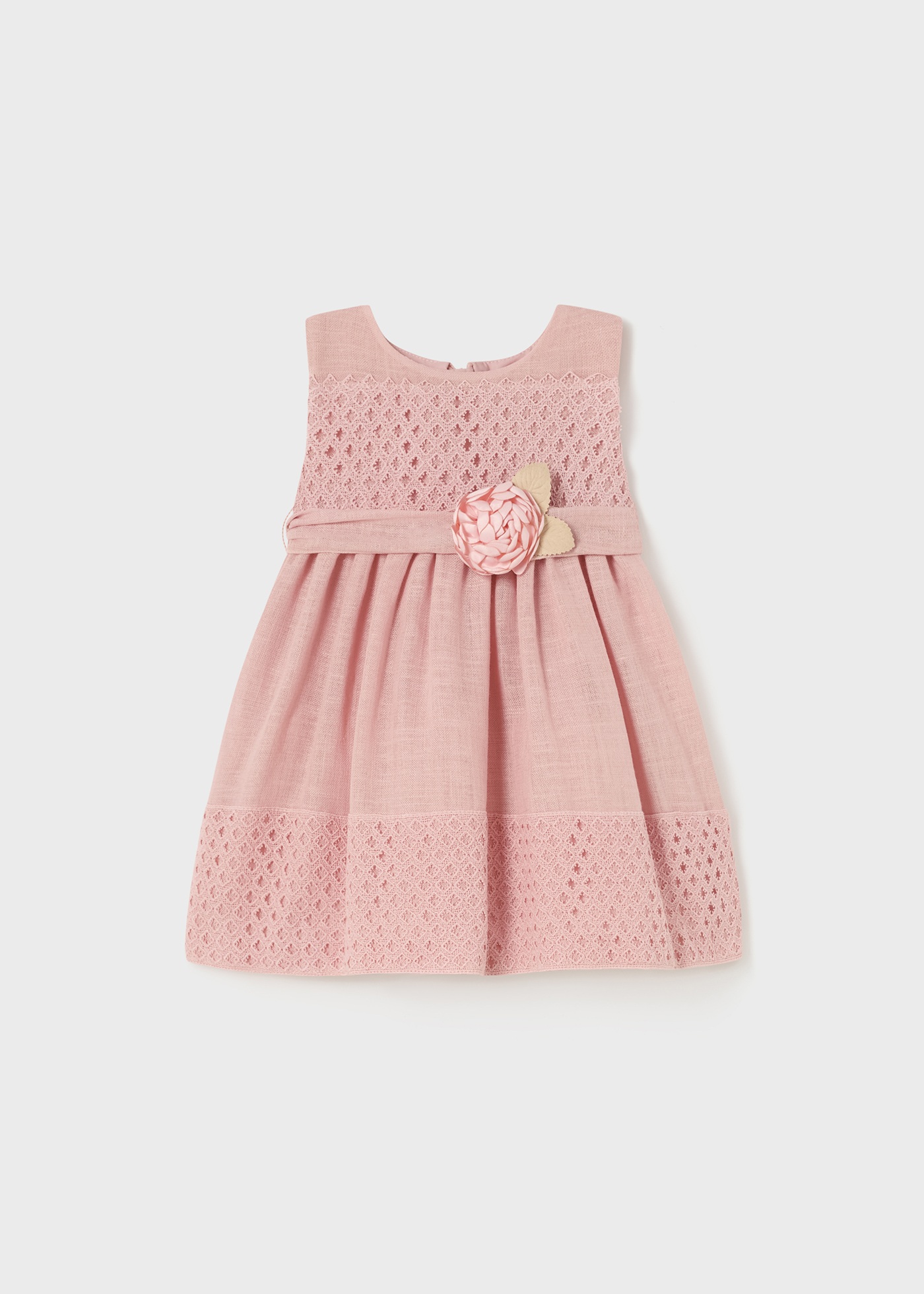 Vestido de bebê com motivos de renda guipure