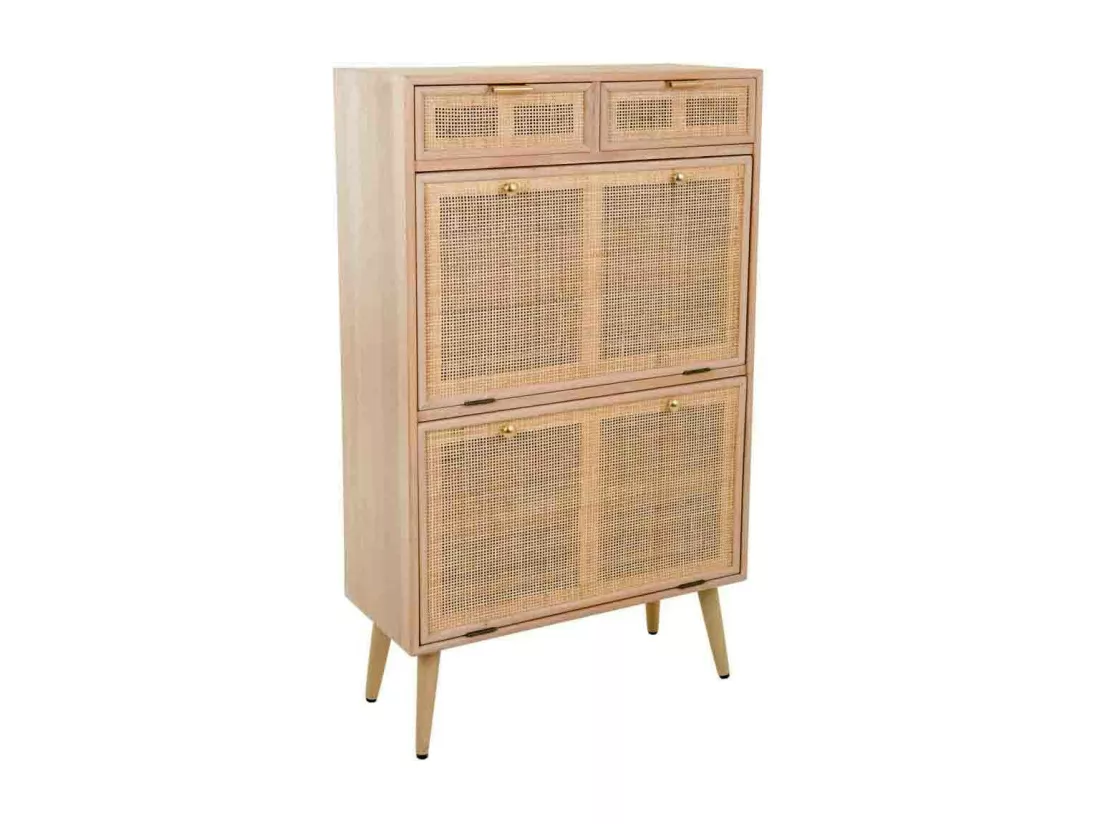 Meuble à chaussures en bois et grille marron 70x32x120h