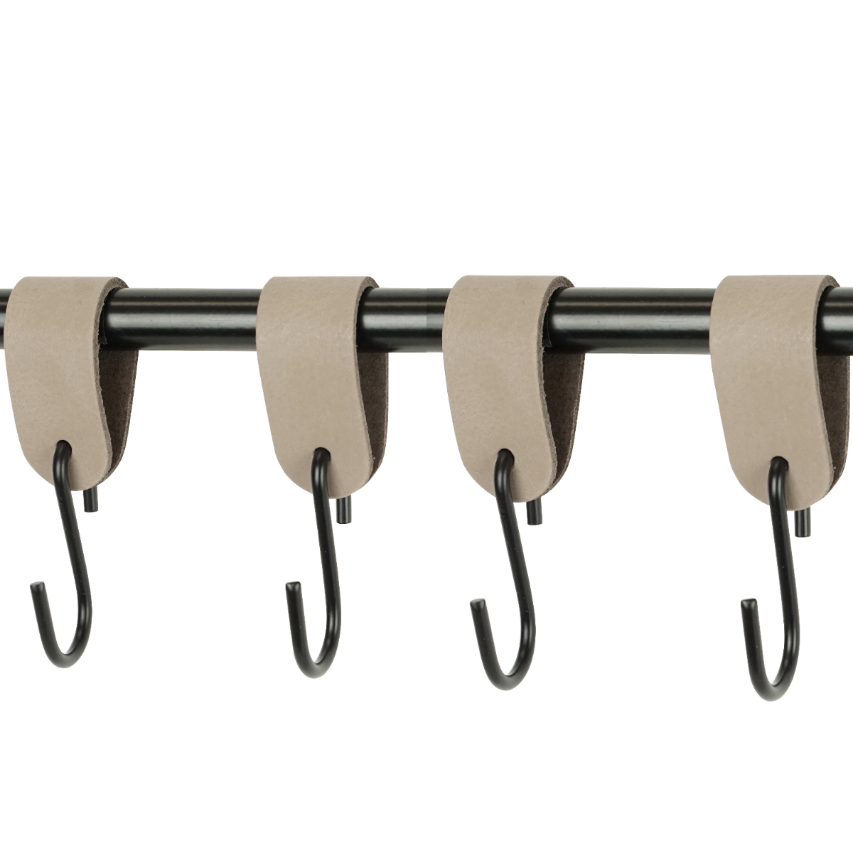 Leren S-haak hangers (set van 4) Taupe