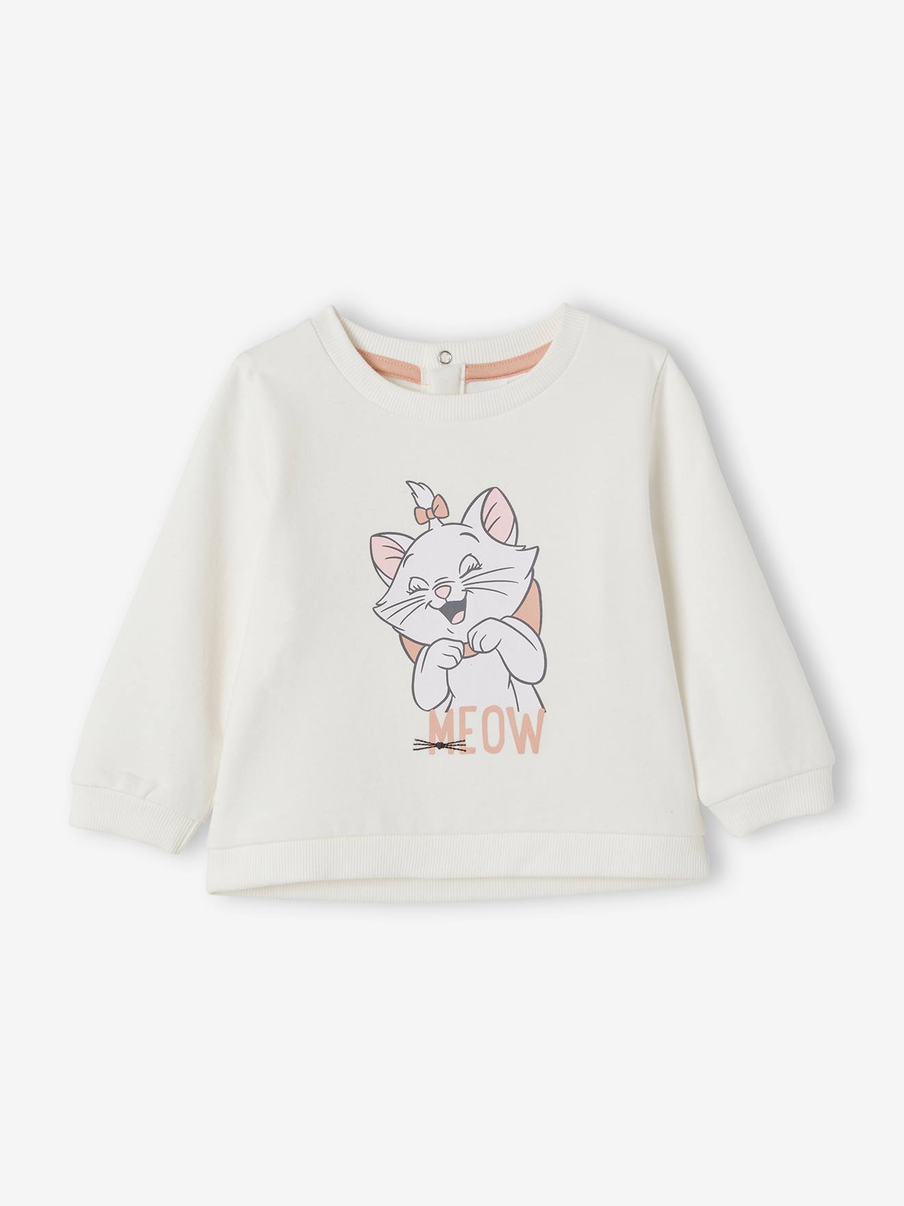 Moletom infantil DS® Marie do filme Os Aristogatos, bege claro liso com estampas.