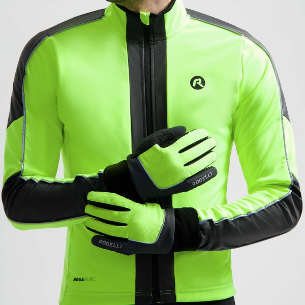 Rogelli Essential Hi-Vis Vinterhandsker, Yellow/Reflection