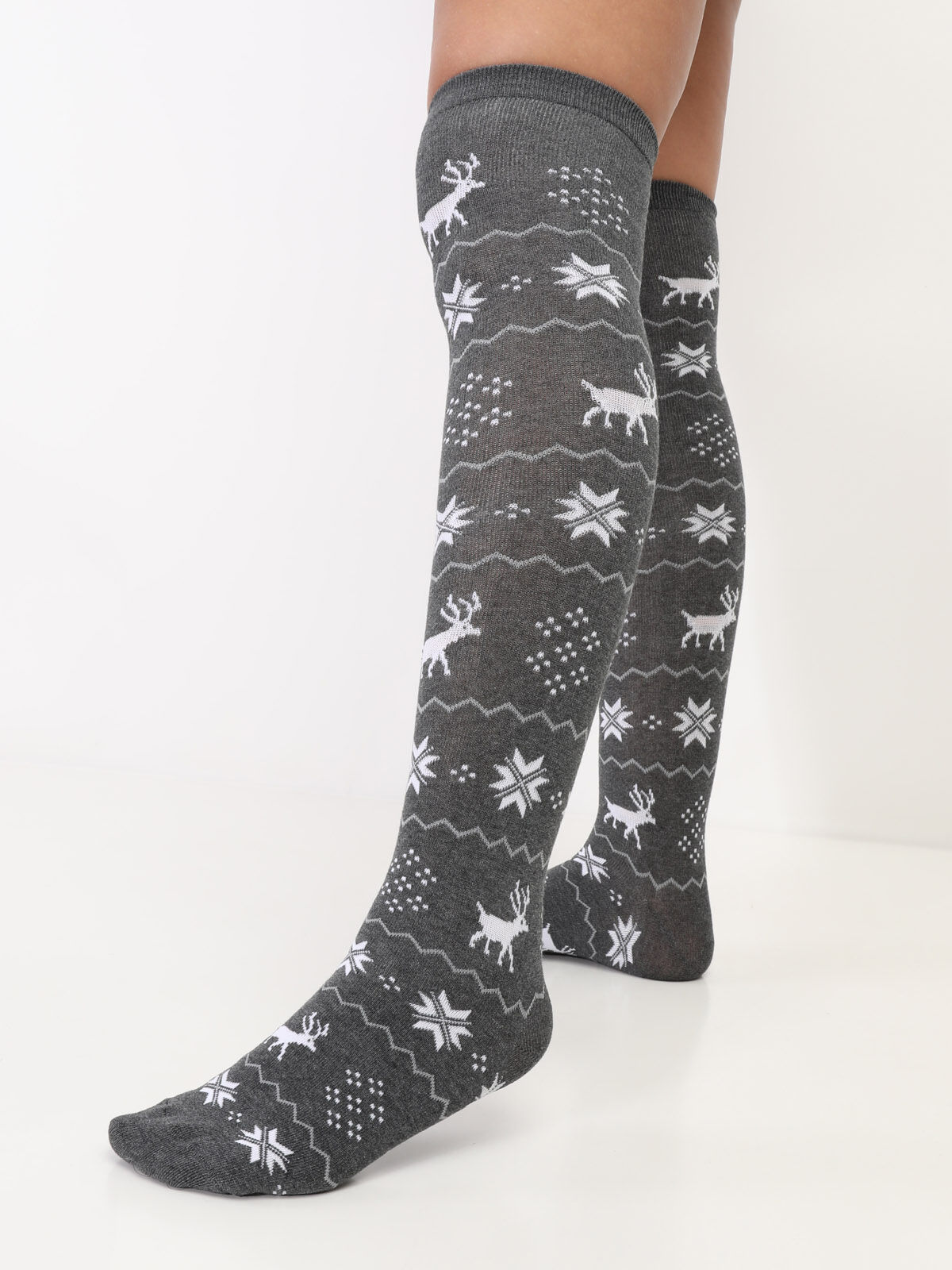 Chaussettes hautes esprit de noël- Gris