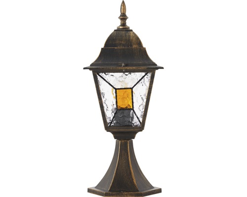Buiten sokkellamp, 1-lichts, H 44 cm, zwart/goud