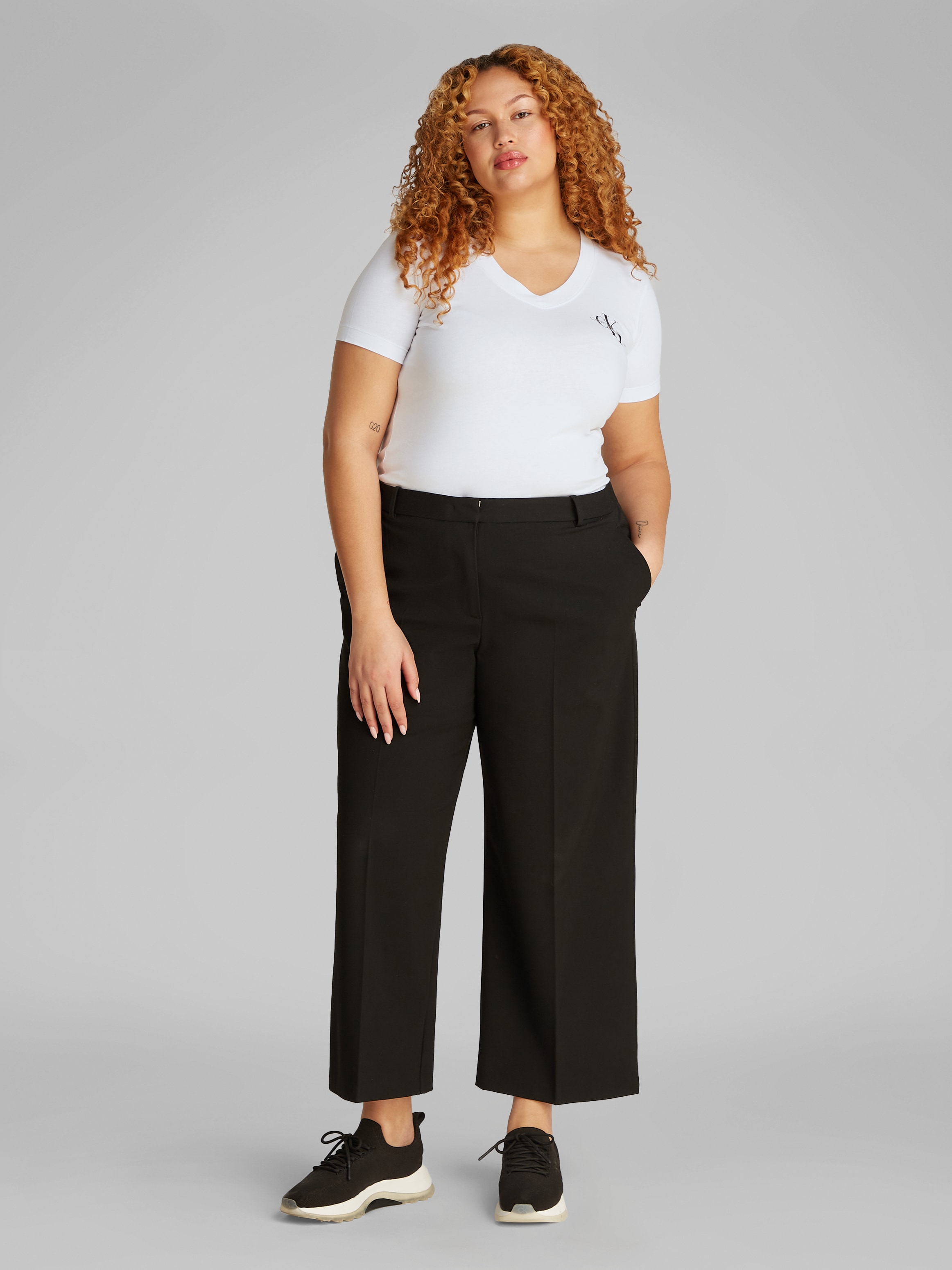 Calvin Klein Jeans Plus T-Shirt »PLUS 2-PACK MONOLOGO V-NECK TEE« Packung, 2 Stk. tlg. in grossen Grössen