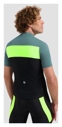 Maillot Manches Courtes Vélo Rogelli Core Block Noir/Turquoise/Jaune Homme