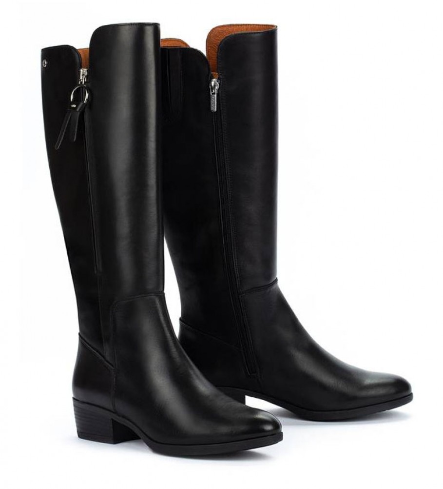 Botas Pikolinos Daroca W1U em couro preto - Altura do salto: 4 cm -