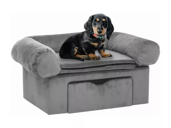Canapé pour chien avec tiroir Gris 75x50x38 cm Peluche