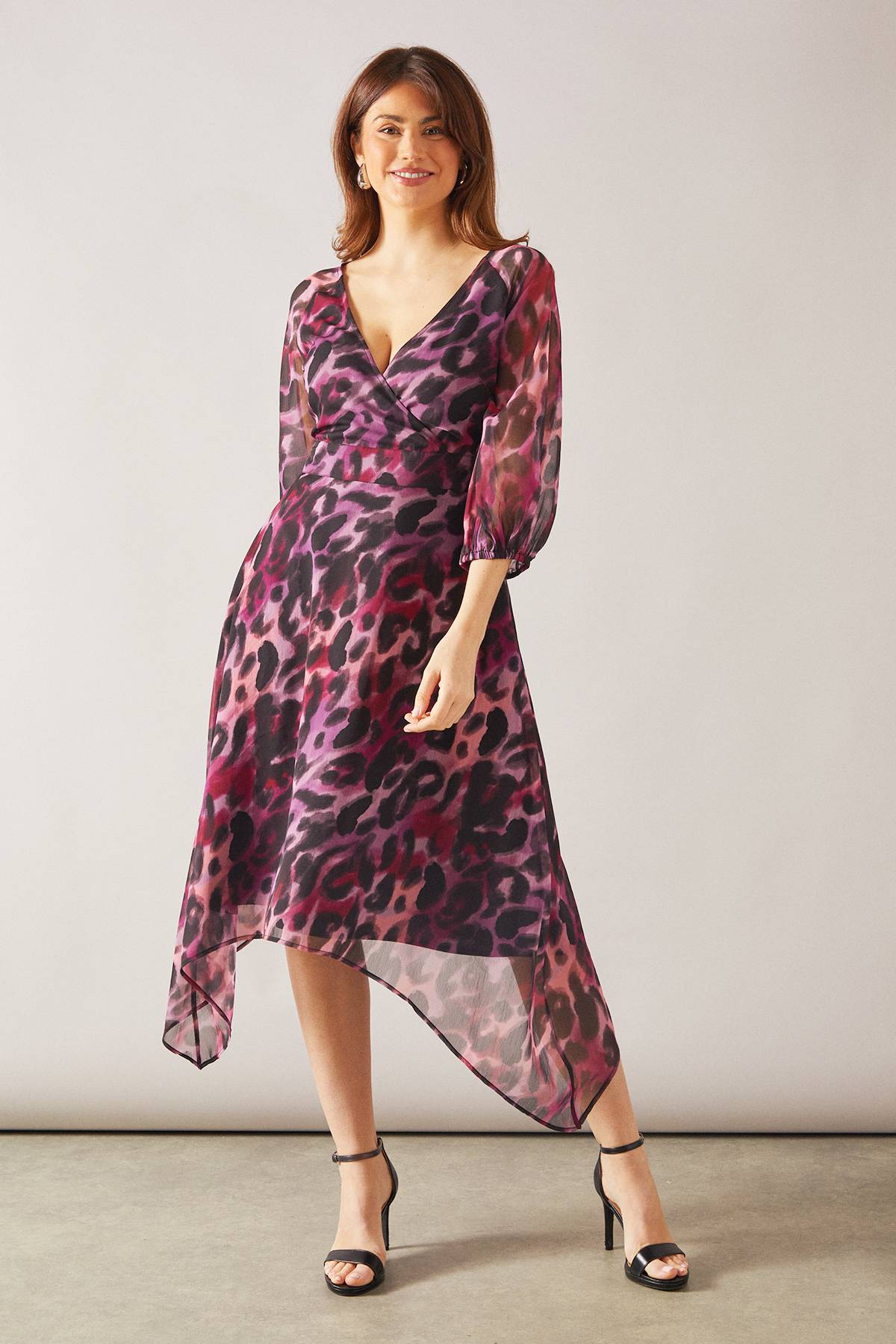 Wallis Robe Midi Portefeuille Imprimé Animal Asymétrique