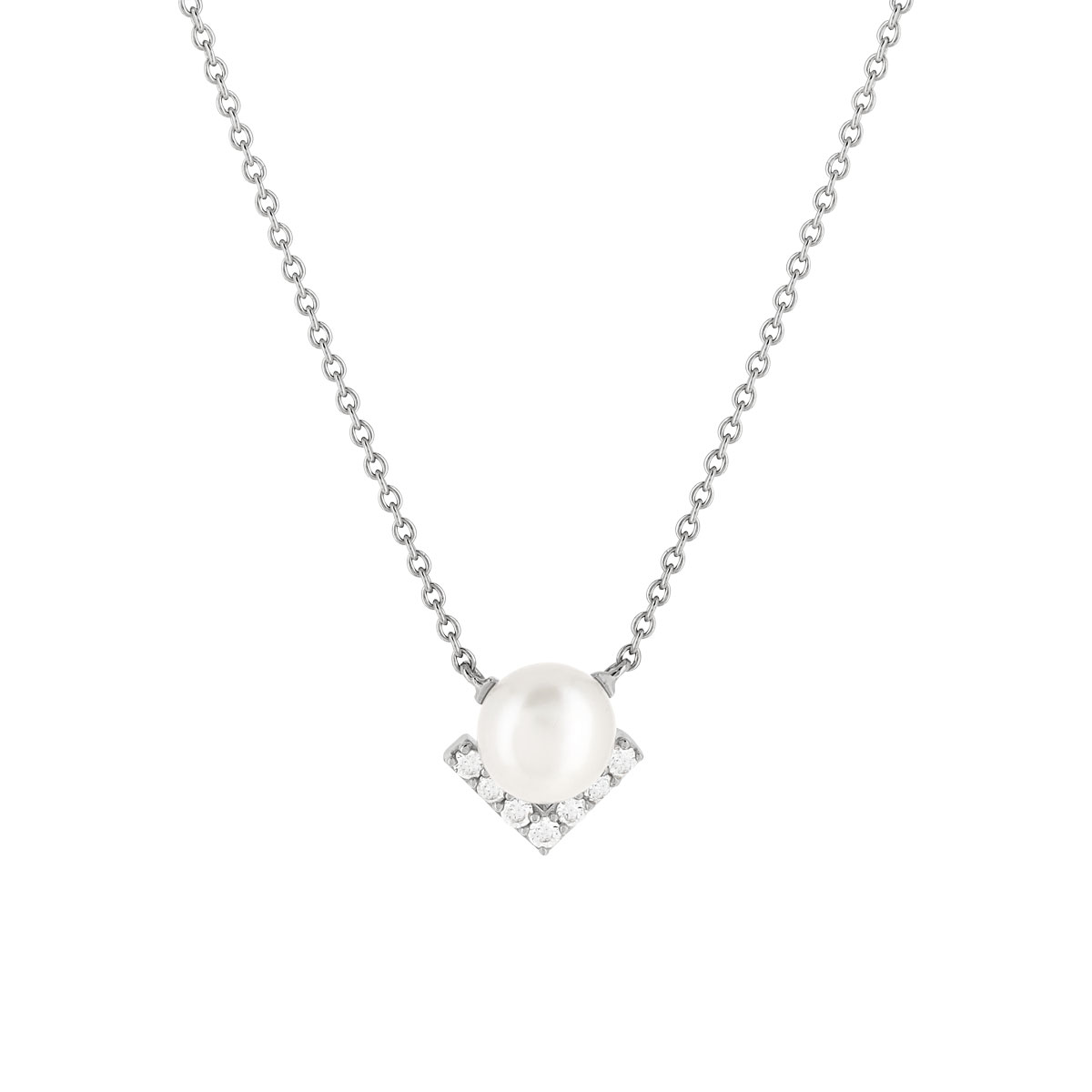 Collier argent 925 perle de culture de Chine zirconias 45 cm