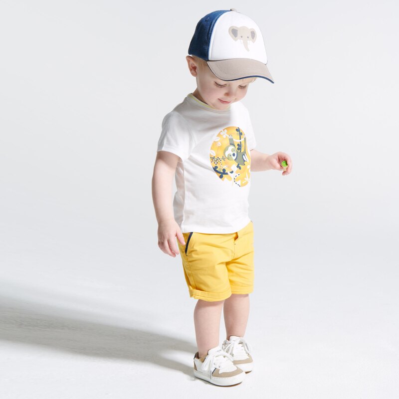 Short coton fantaisie jaune bébé garçon Jaune