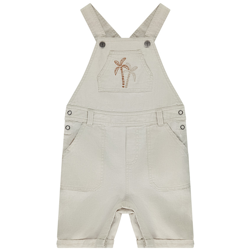 Salopette courte broderie palmiers pour bébé garçon