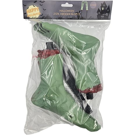 Halloween fødder på spyd 2-pak 39 cm - grøn