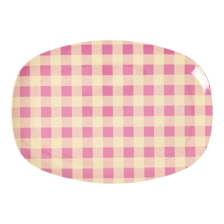 Rice Assiette rectangulaire Check It Out | Rose