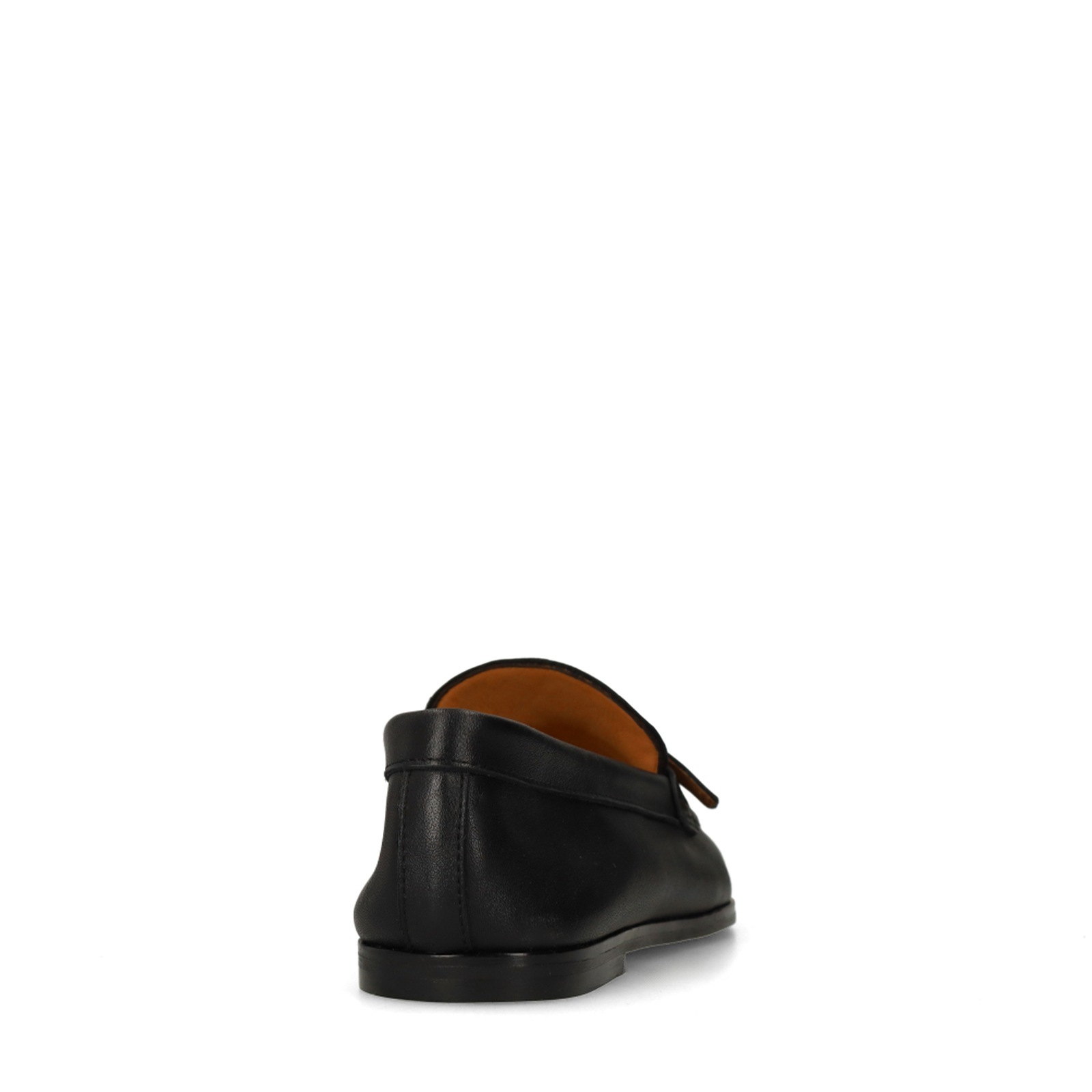 Zwarte leren loafers met goudkleurig detail