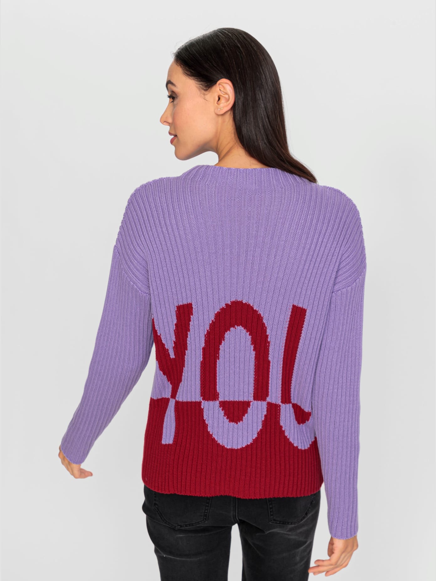 Pull motif jacquard moderne devant et au dos